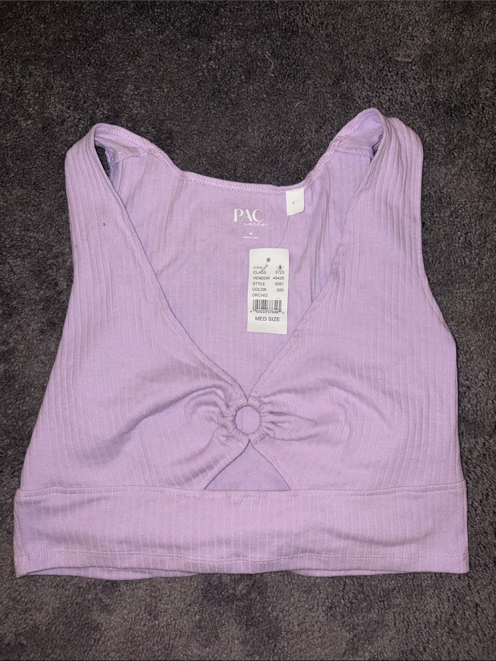 PacSun Lavender Ribbed Ring-Front Crop Top
